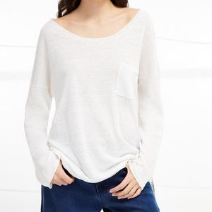 French Connection Summer White Sweater Linen Pullover Size Small NWT